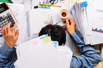 Employee working on his desk