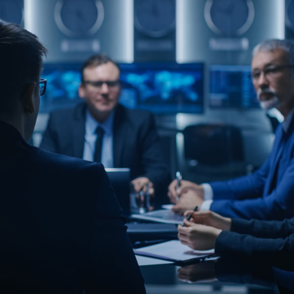 group of men talking