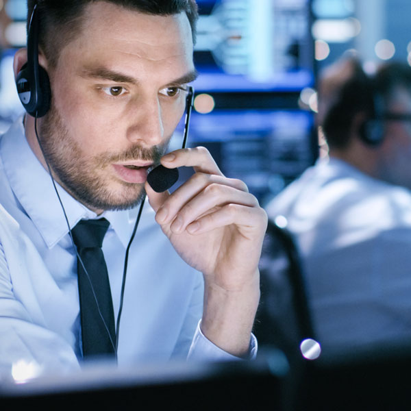man talking on headset